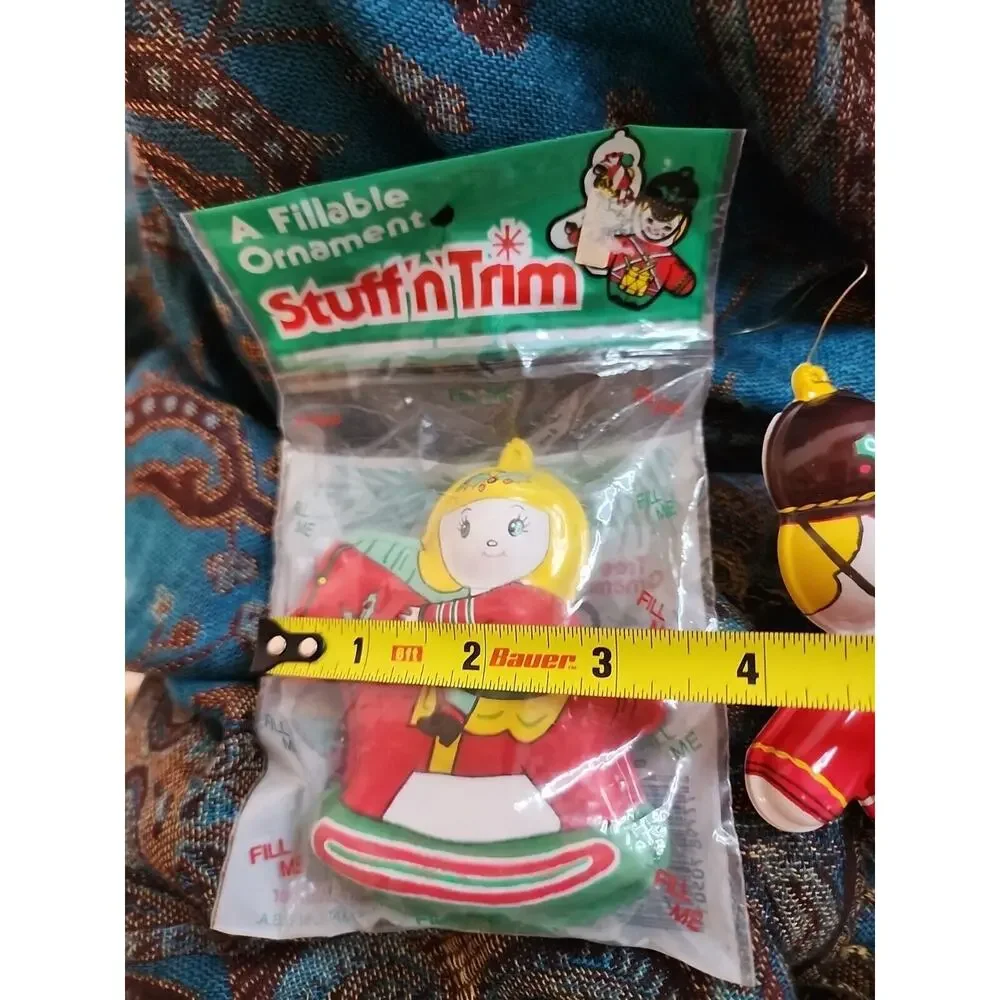 VTG Stuff N Trim Fillable Christmas Ornaments Made In USA Hard Plastic Lot Of 3